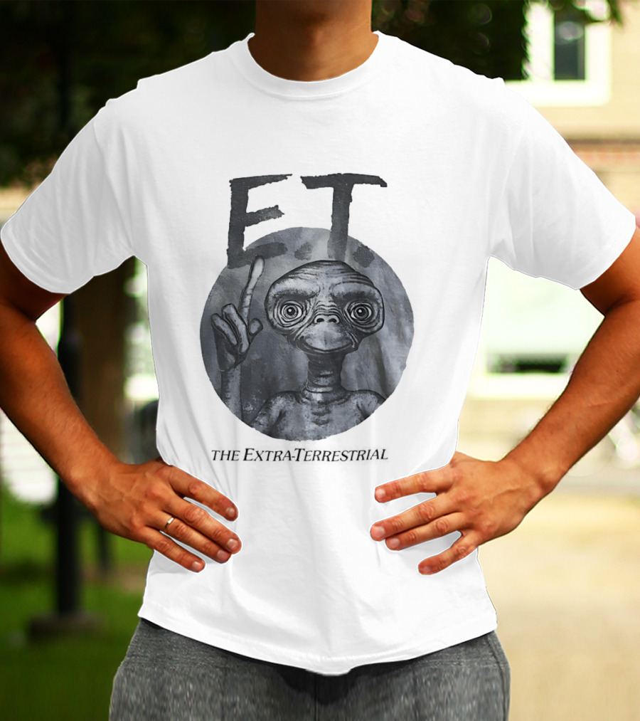 ET The Extra Terrestrial Iconic Finger Pose Black And White T-Shirt