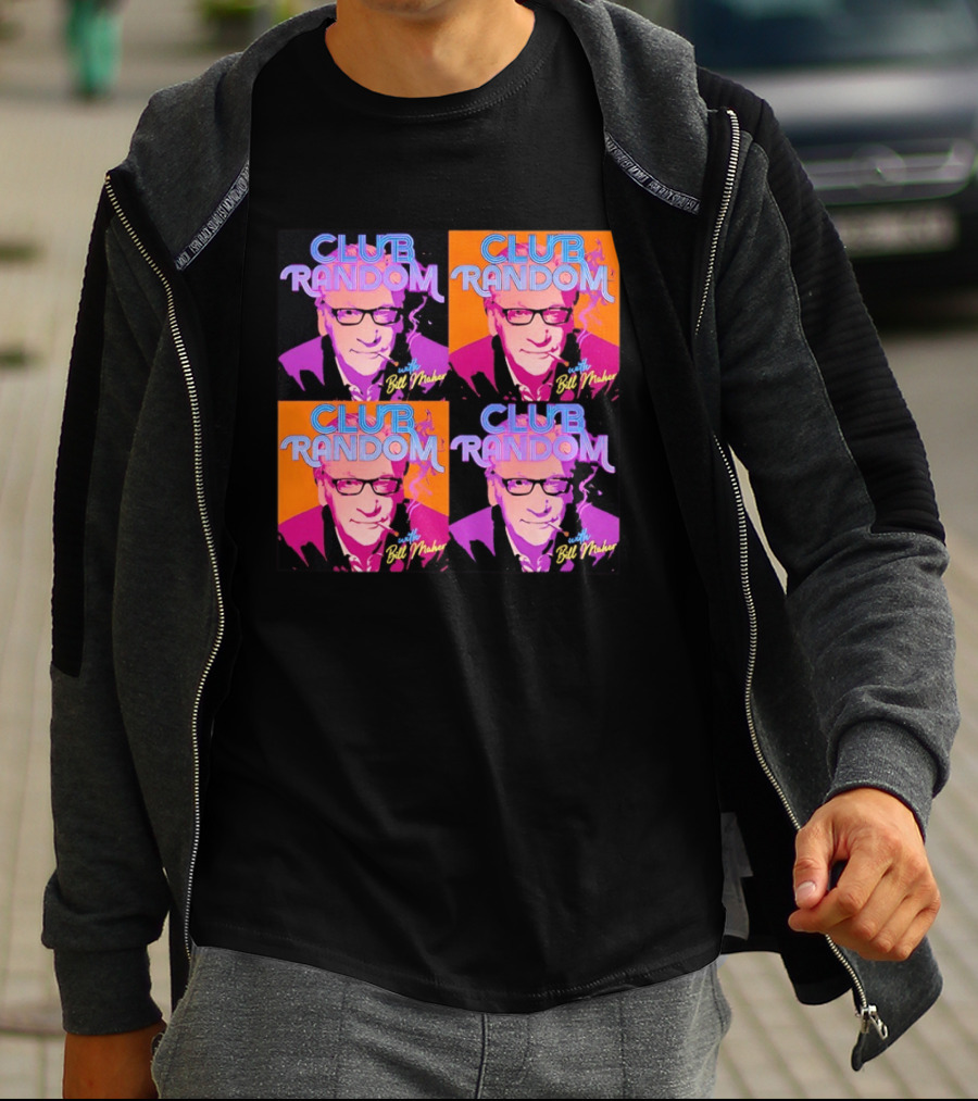 CLUB RANDOM With Bill Maher Pop Art Style Quad Image T-Shirt