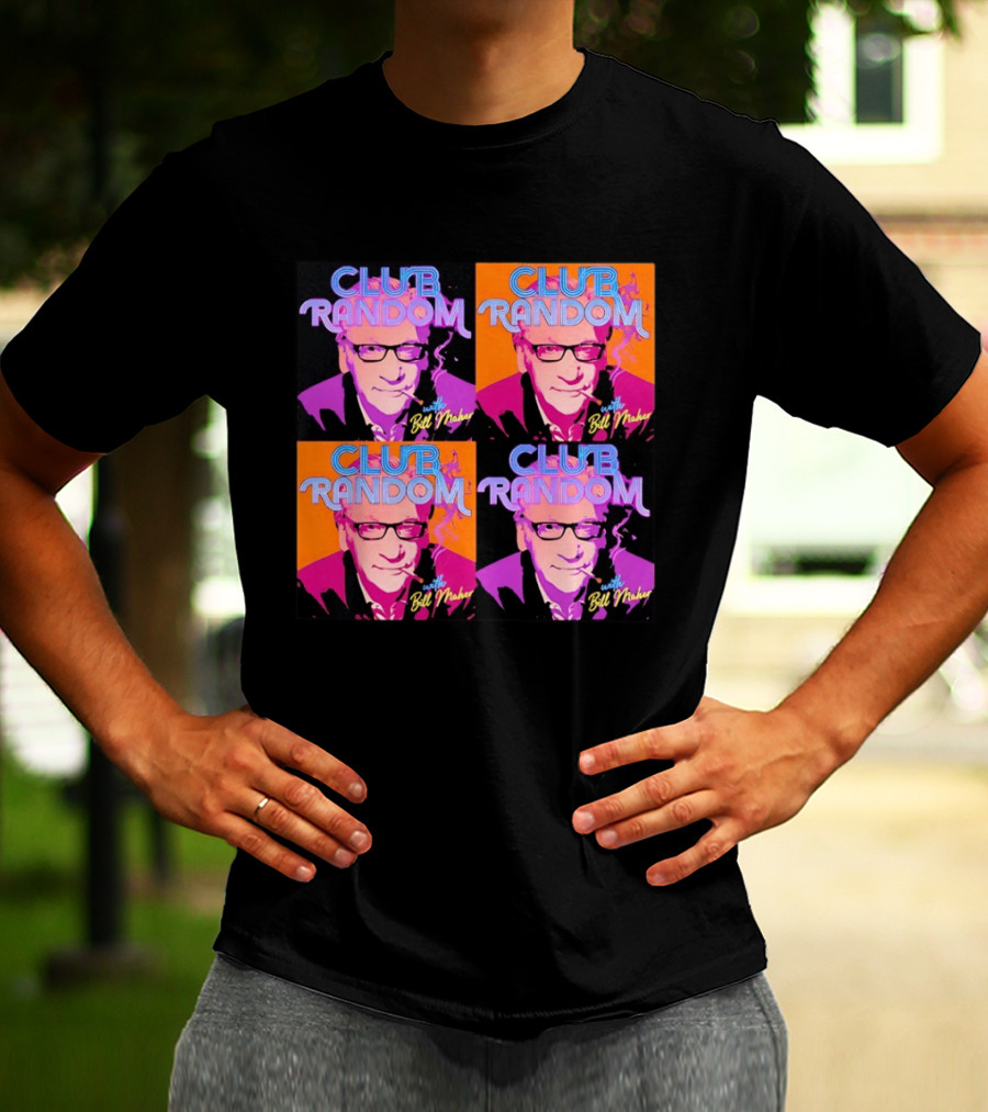 CLUB RANDOM With Bill Maher Pop Art Style Quad Image T-Shirt