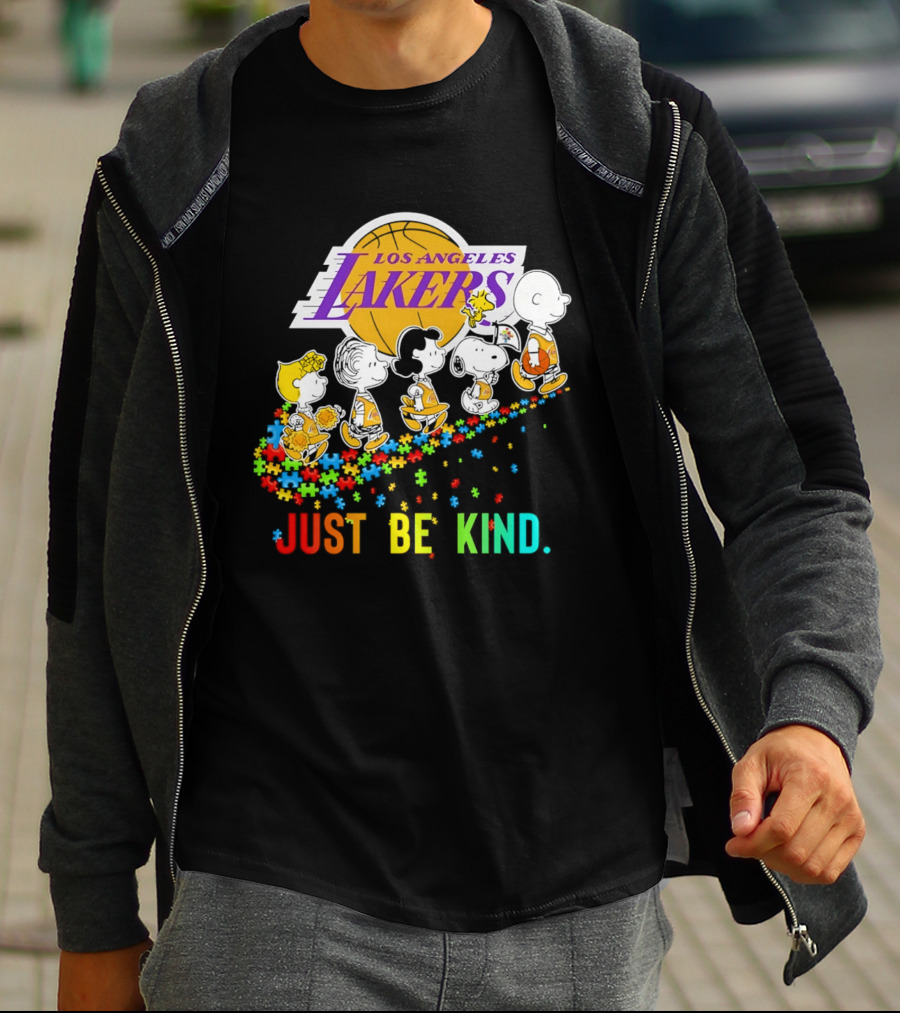 Los Angeles Lakers Peanuts Snoopy Friends Abbey Road Just Be Kind T-Shirt