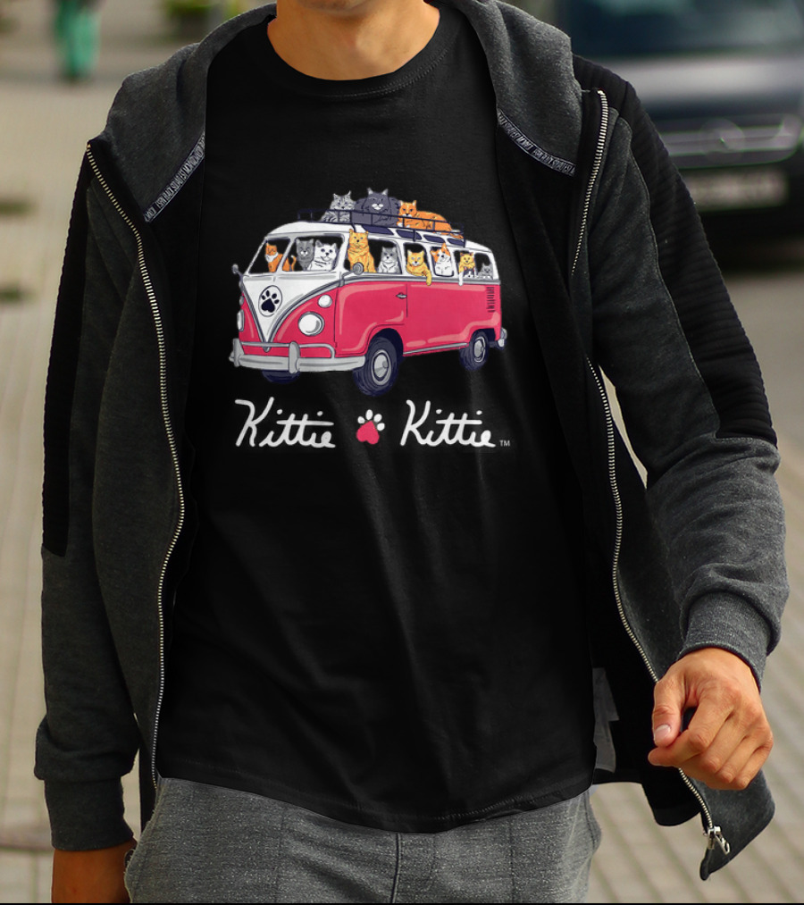 Rescue Bus Kittie Kittie Cat Van Adventure T-Shirt