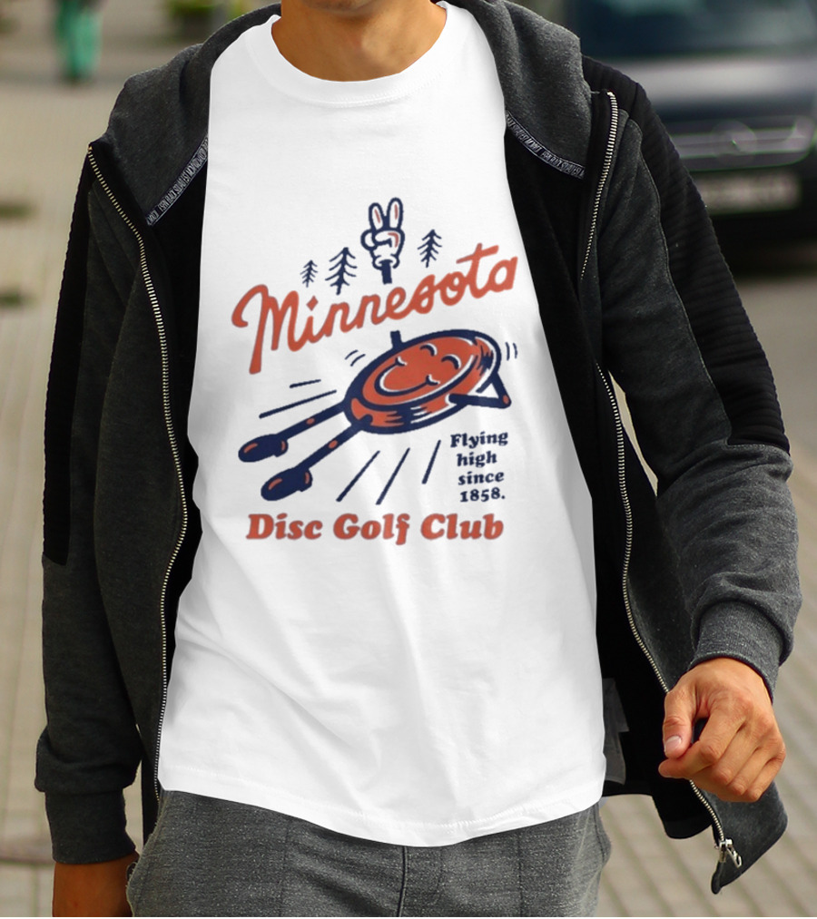 Minnesota Disc Golf Club Flying High Since 1858 Happy Disc And Peace Sign Forest T-Shirt