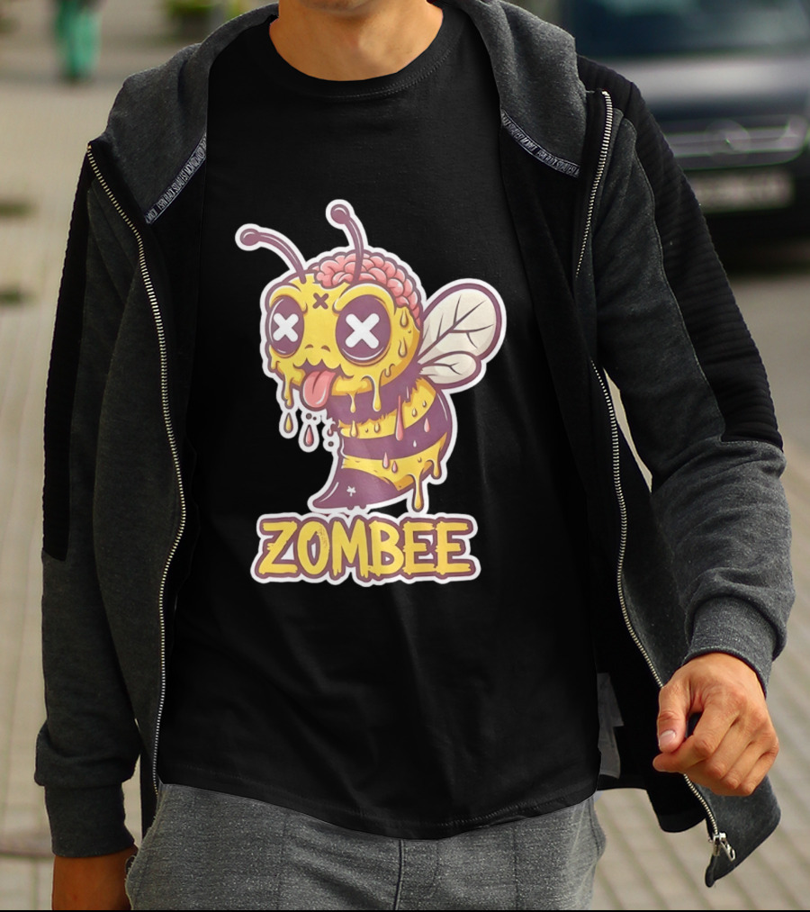 Zombee Dripping Brain Honey Zombie Insect Pun T-Shirt