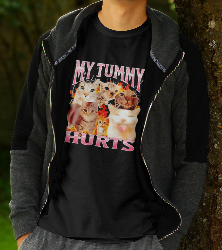 My Tummy Hurts Funny Cat Compilation T-Shirt