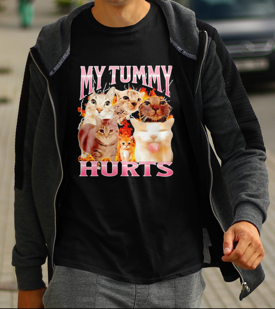 My Tummy Hurts Funny Cat Compilation T-Shirt