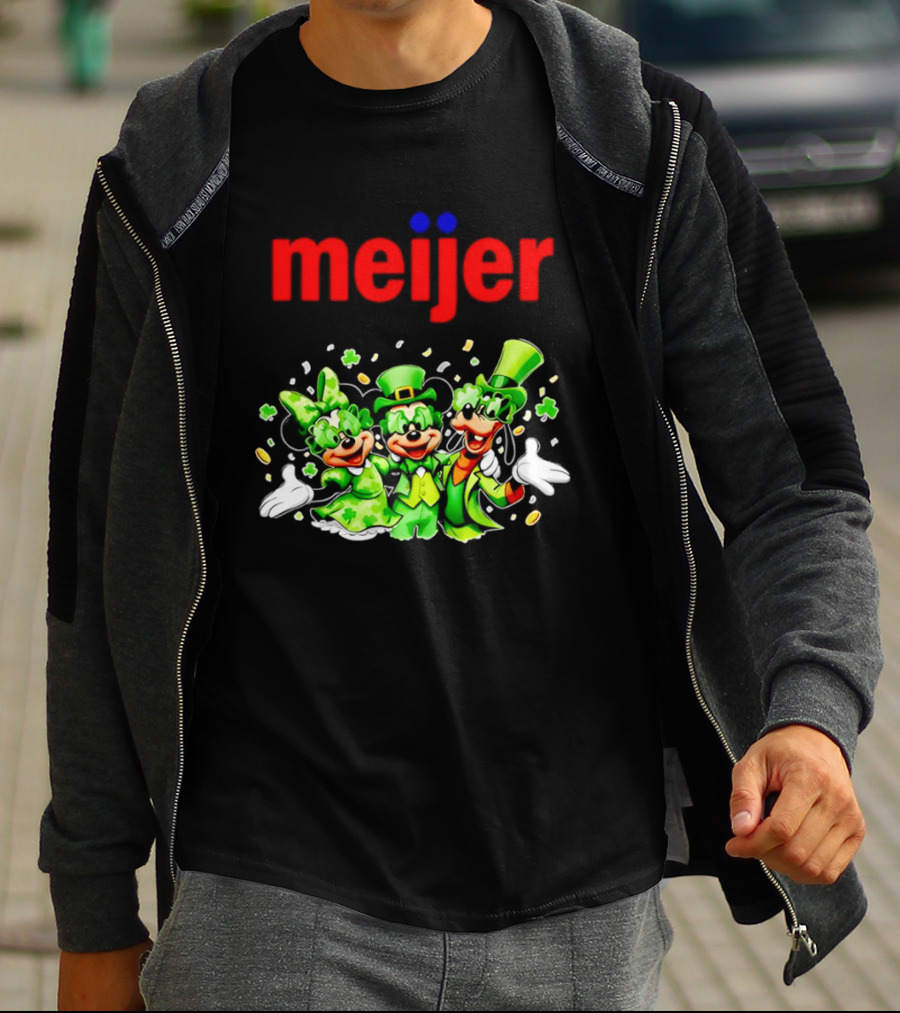 Meijer St Patrick's Day Mickey Mouse Characters In Green Attire T-Shirt