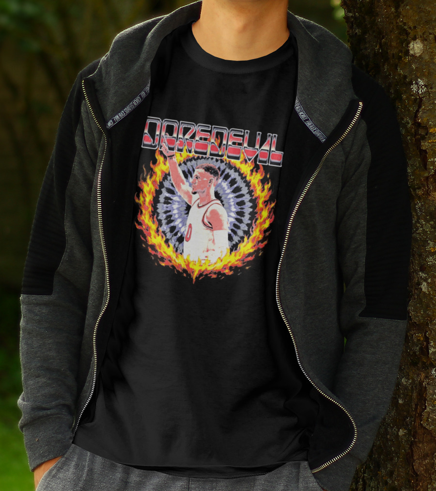 Daredevil Basketball Player In Fire Ring T-Shirt