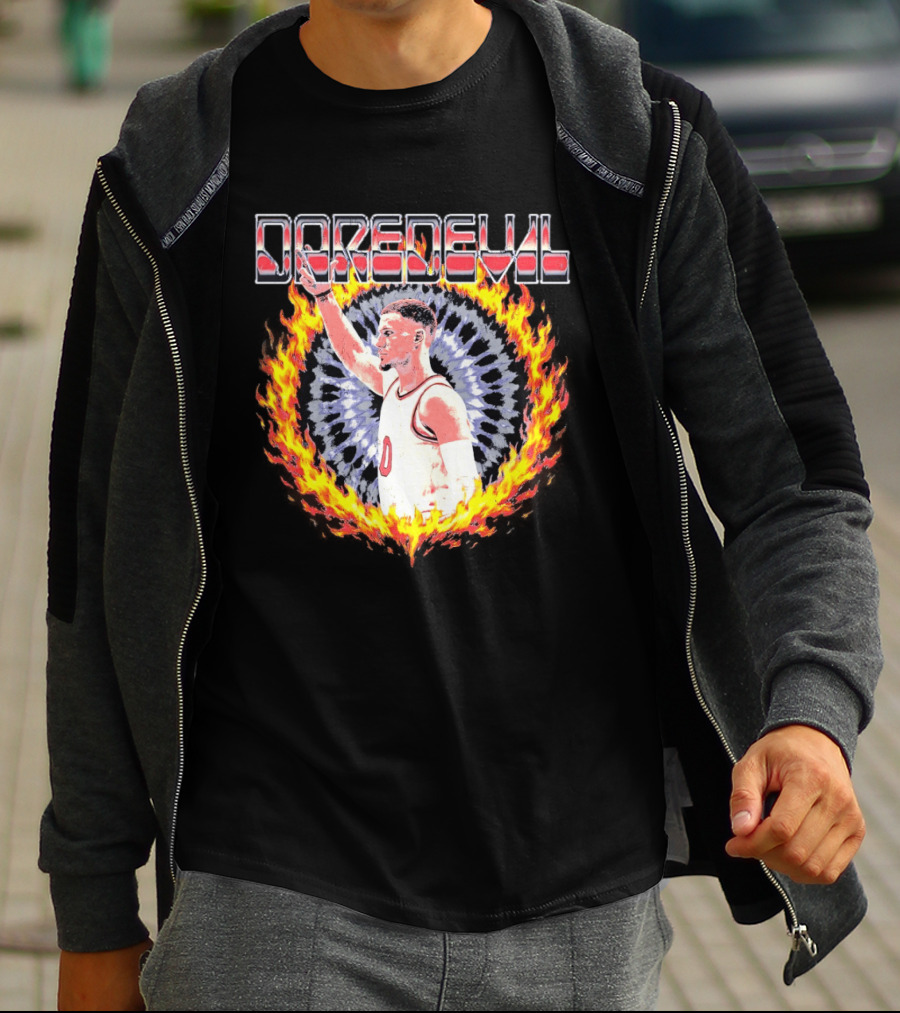Daredevil Basketball Player In Fire Ring T-Shirt