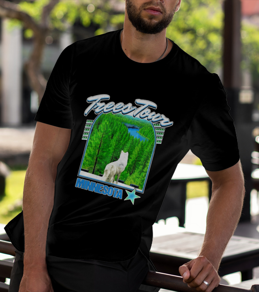 Frees Tour Minnesota Timberwolves Forest Wolf Lake Scenery T-Shirt