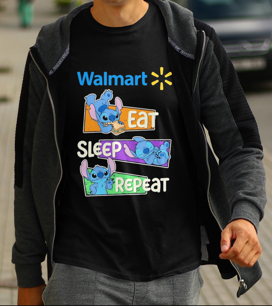Walmart Stitch Eat Sleep Repeat T-Shirt