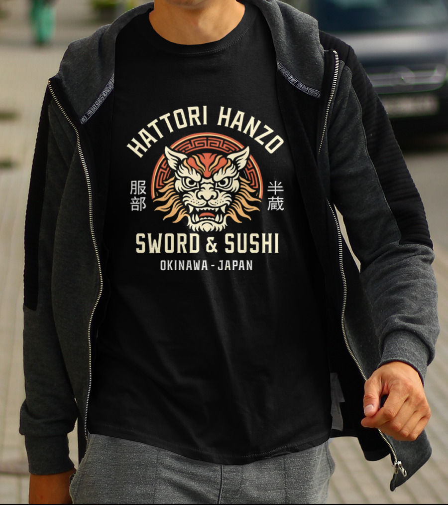 Sword & Sushi Hattori Hanzo Okinawa Japan Tiger Samurai T-Shirt