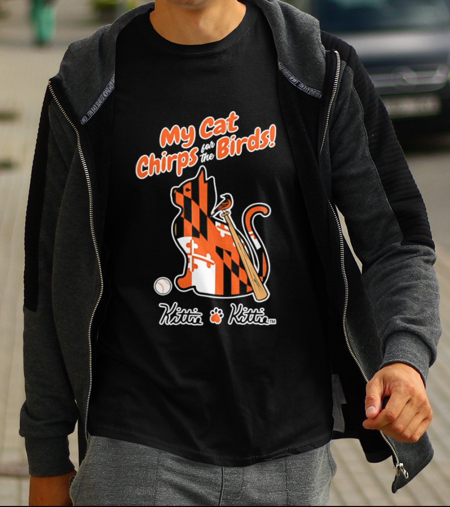 Kittie My Cat Chirps For The Birds Baseball Bat And Ball T-Shirt
