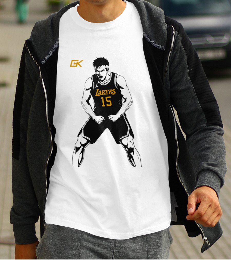 Austin Reaves 15 Lakers Cartoon Basketball Pose T-Shirt