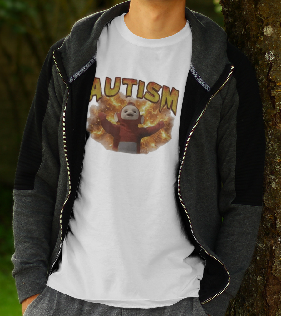 Autism Teletubbies Character With Fiery T-Shirt