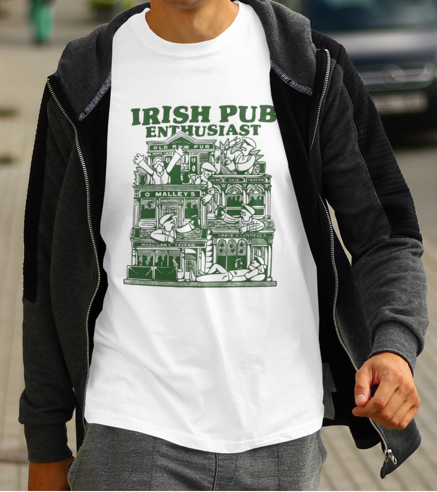 Irish Pub Enthusiast Traditional Architecture Menswear T-Shirt