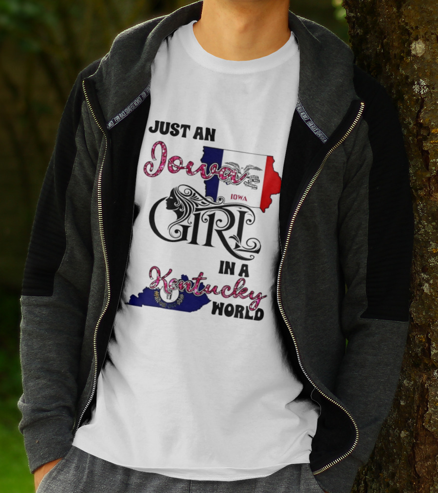 Just An Iowa Girl In A Kentucky World State Map T-Shirt