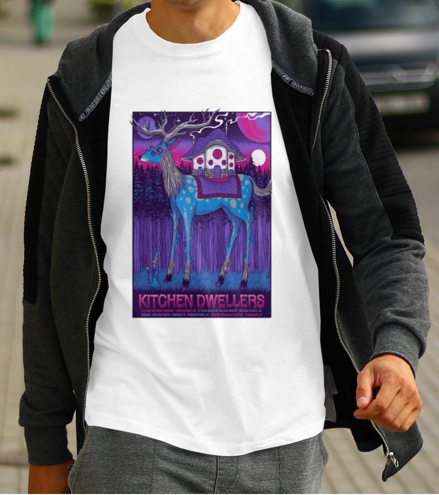 Kitchen Dwellers California Tour February 2026 Mystic Deer T-Shirt