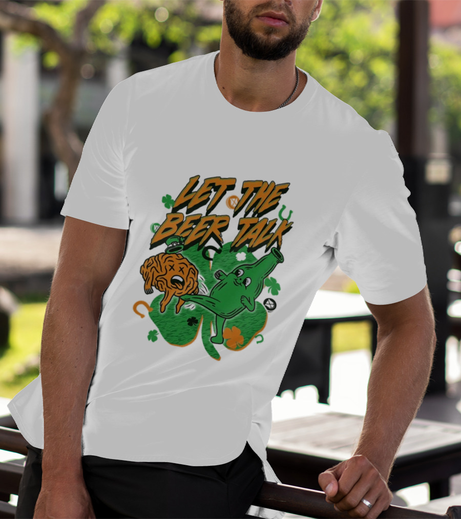 Let The Beer Talk St. Patrick's Day Brain Shamrock Bottle T-Shirt