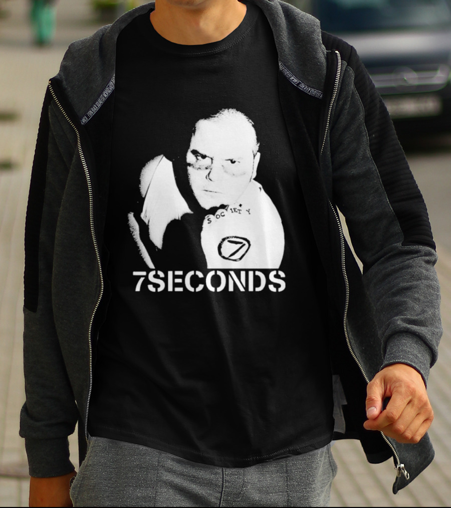 7 Seconds Society SBG White Text Fighter Pose T-Shirt