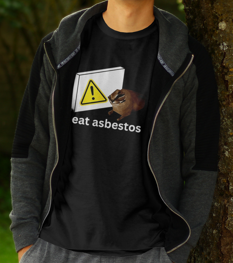 I Eat Asbestos Warning Sign Cat T-Shirt