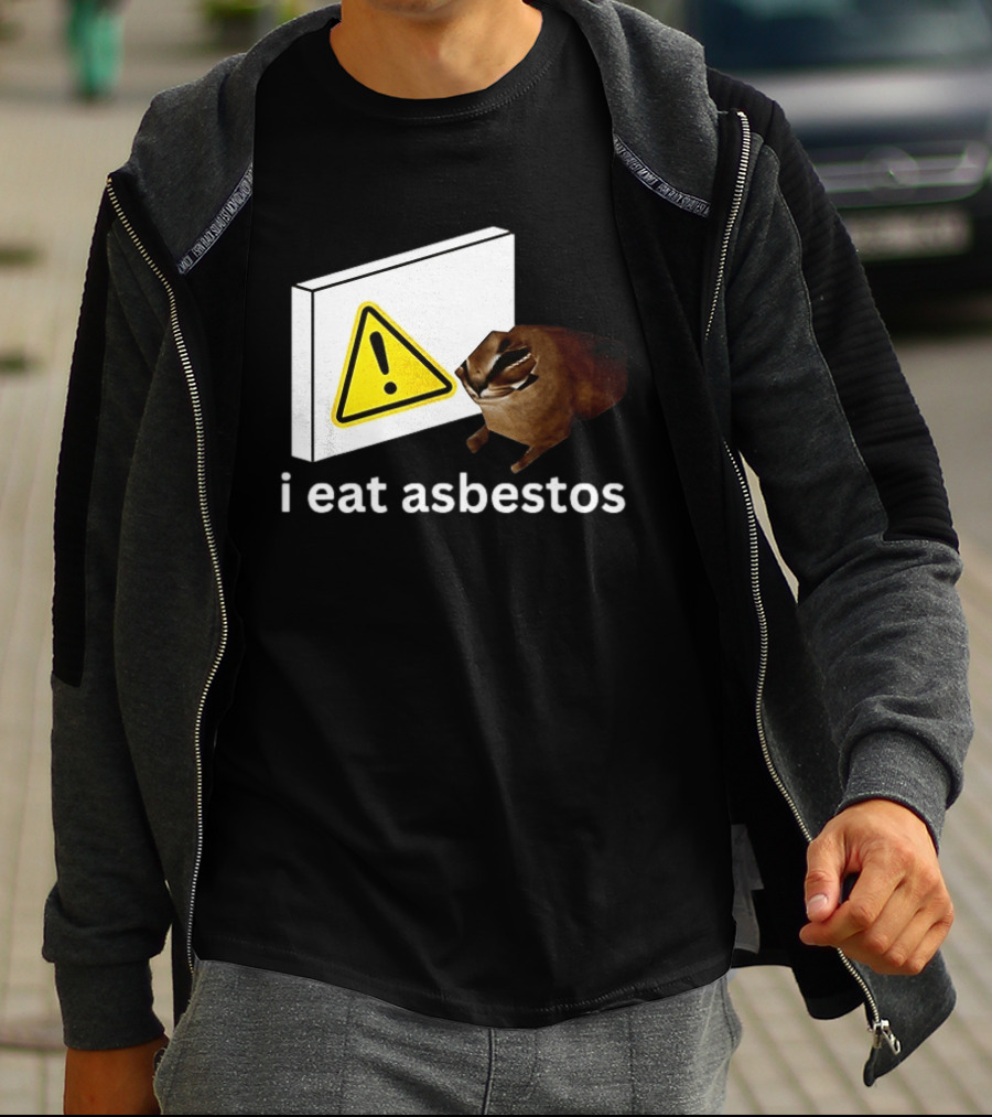 I Eat Asbestos Warning Sign Cat T-Shirt