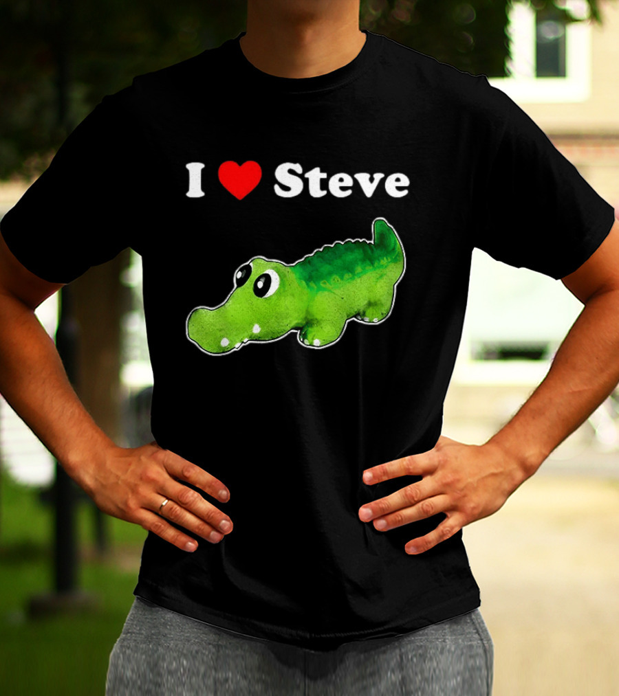I Love Steve Cute Green Cartoon Gator T-Shirt