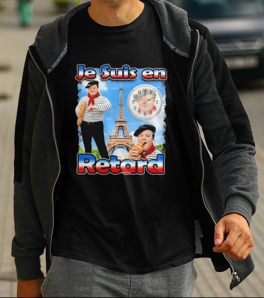 Je Suis En Retard Paris Eiffel Tower Baguette Striped Outfit Motif T-Shirt