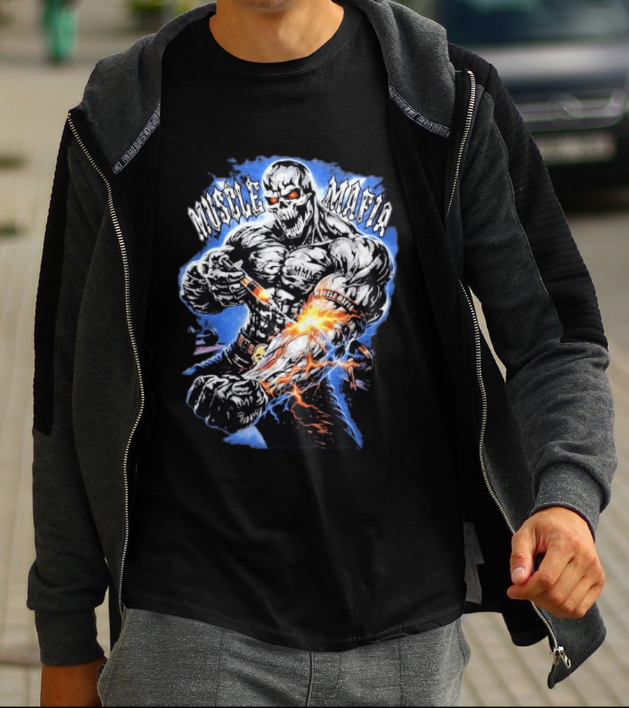 Warren Lotas Muscle Mafia Steroid Skull Injecting Lightning Bulging Veins T-Shirt