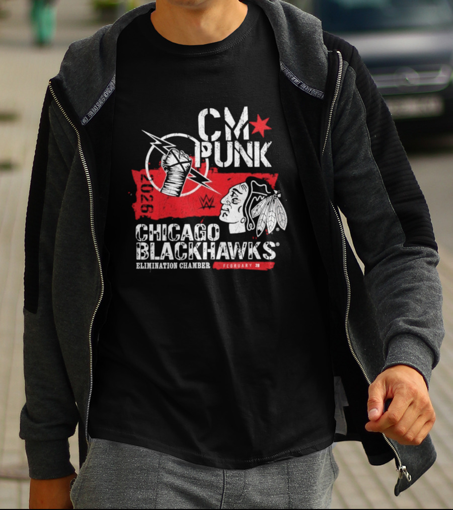 CM Punk Chicago Blackhawks Elimination Chamber February 28 T-Shirt