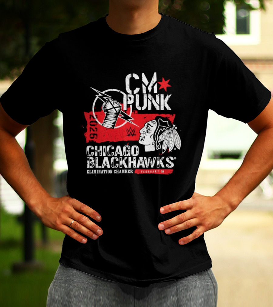 CM Punk Chicago Blackhawks Elimination Chamber February 28 T-Shirt