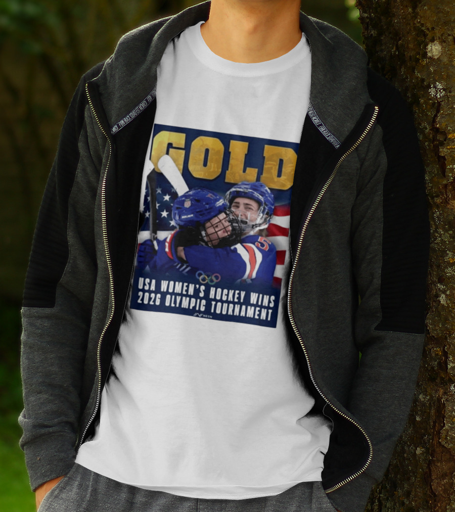 Gold USA Women's Hockey Victory 2026 Olympic Champions T-Shirt
