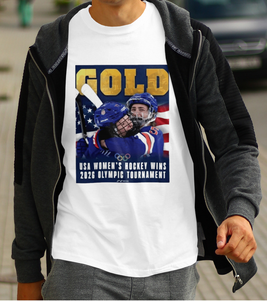 Gold USA Women's Hockey Victory 2026 Olympic Champions T-Shirt