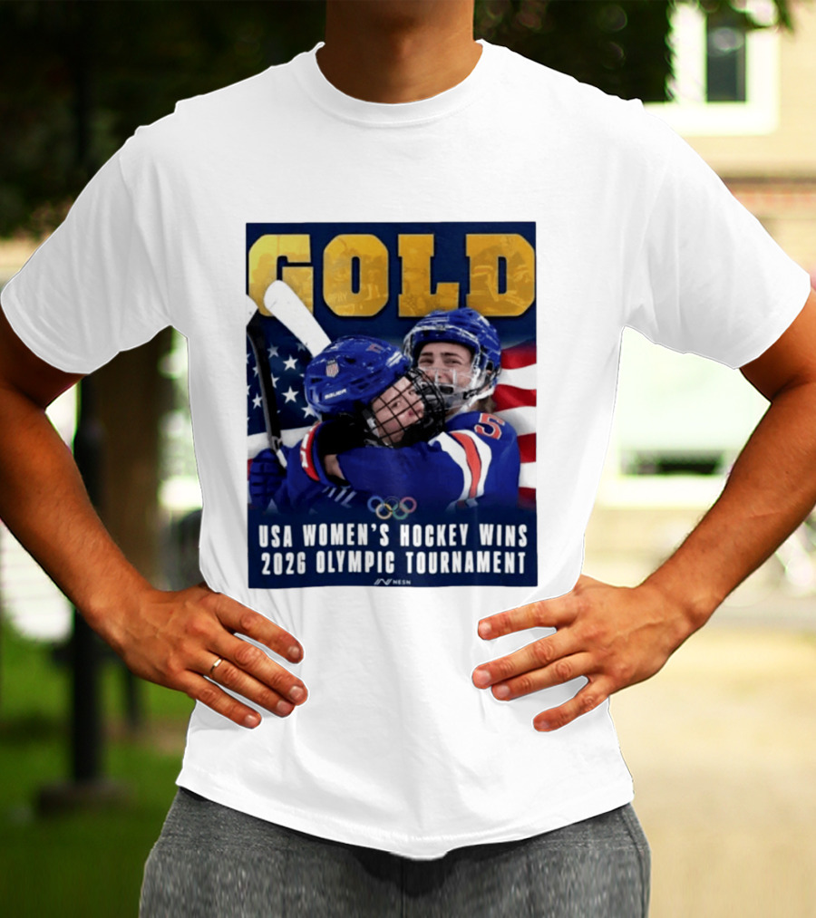 Gold USA Women's Hockey Victory 2026 Olympic Champions T-Shirt