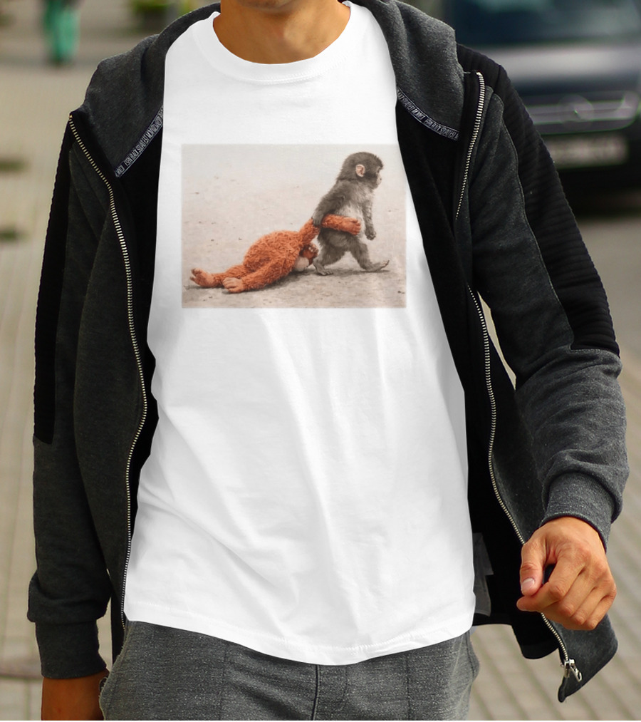 Punch The Monkey Carrying Stuffed Toy Monkey T-Shirt