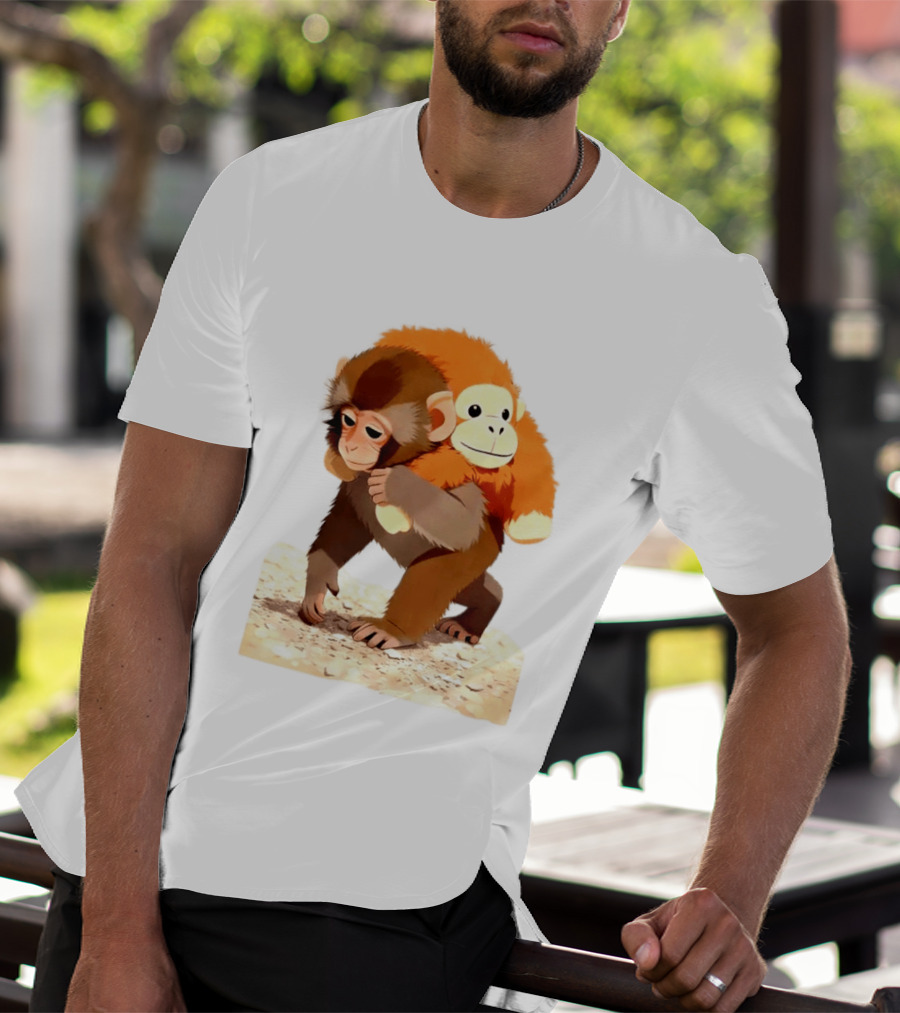 Save Punch Baby Monkey Plush Lonely Monkey Holding Toy T-Shirt