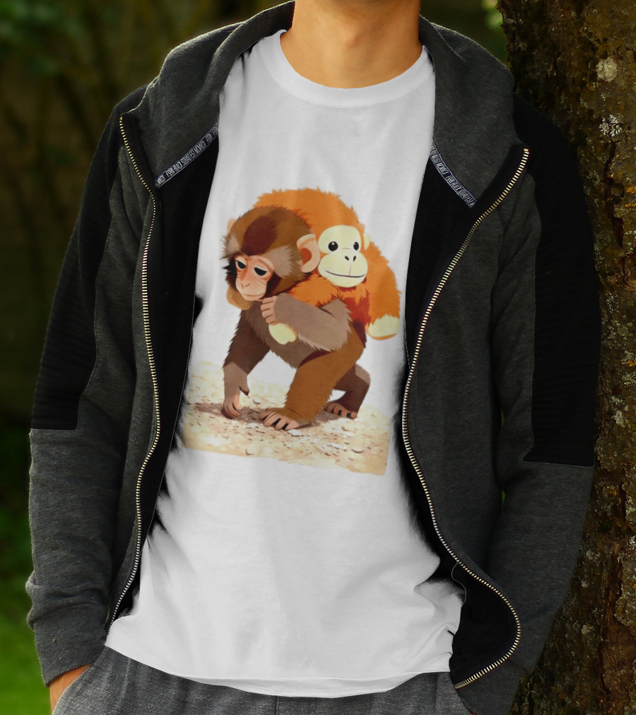 Save Punch Baby Monkey Plush Lonely Monkey Holding Toy T-Shirt