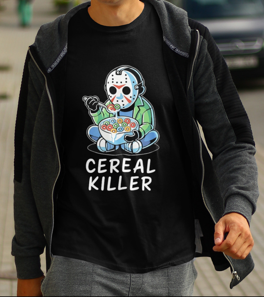Jason Voorhees Eating Cereal Cereal Killer T-Shirt