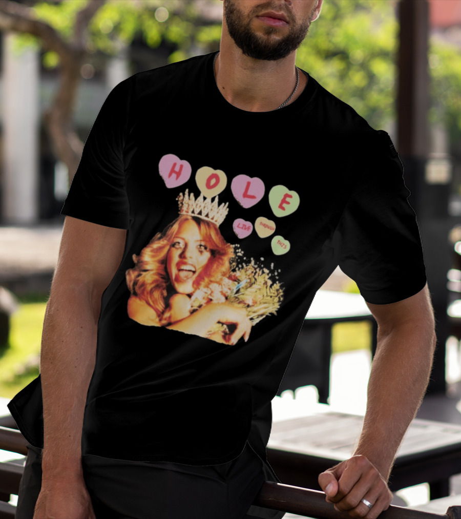 Hole Live Through This Candies Heart Vintage Style Crown And Flowers T-Shirt