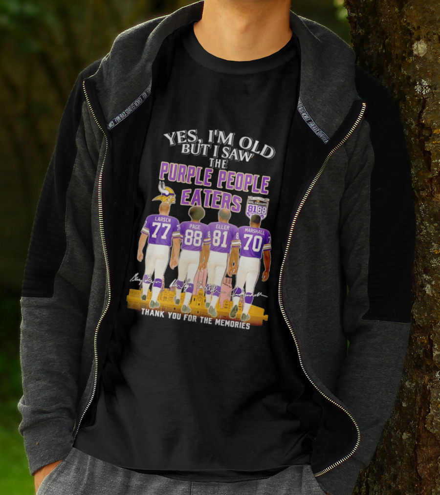 Minnesota Vikings Purple People Eaters NFL Champs City Skyline Marshall Eller Page Larsen T-Shirt