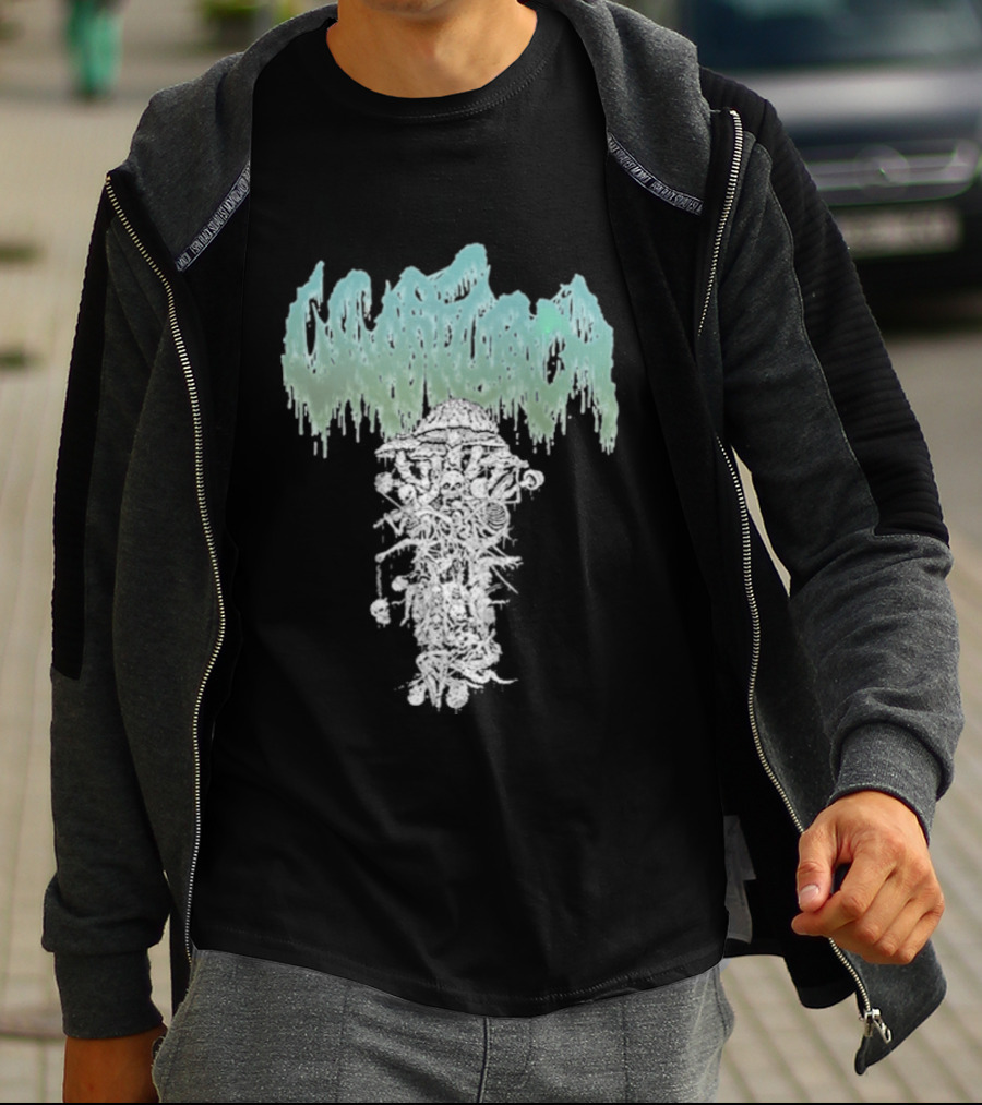 Wharflurch Shroomdeathflurch Forest Monster Green Drip T-Shirt