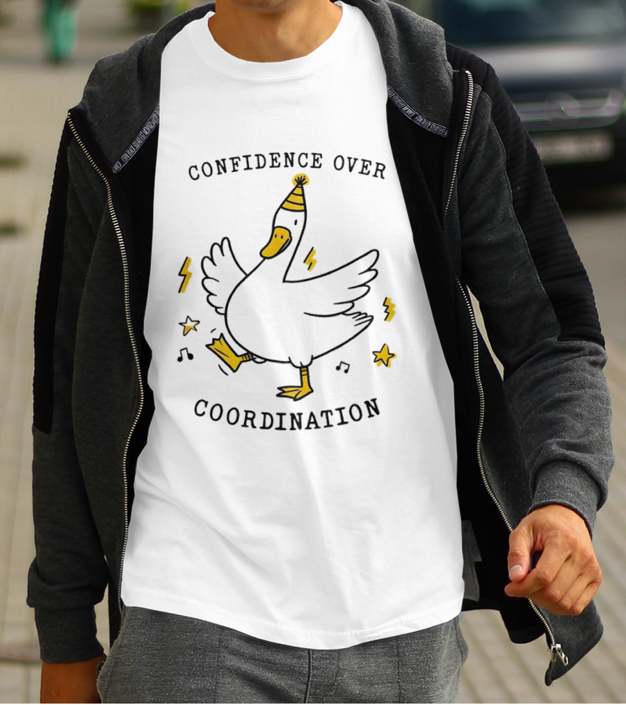 Confidence Over Coordination Goose Party Hat And Lightning T-Shirt