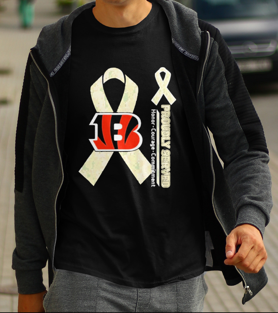 Cincinnati Bengals Honor Courage Commitment Proudly Served Ribbon T-Shirt