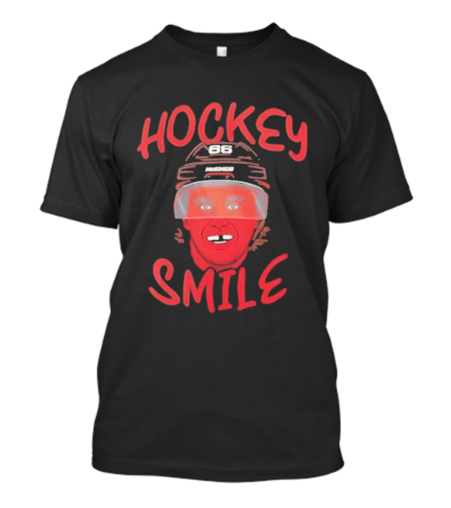 Jack Hughes Hockey Smile Team USA Helmet T-Shirt