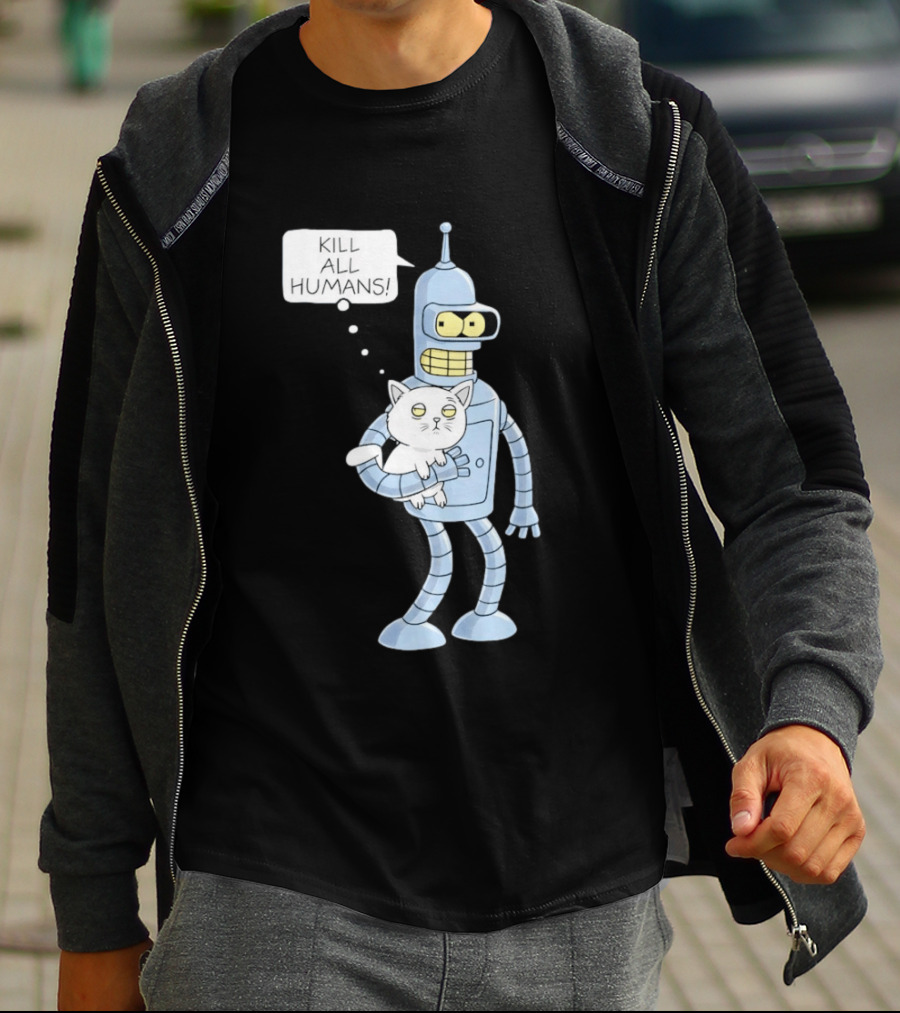 Kill All Humans Bender Cat T-Shirt
