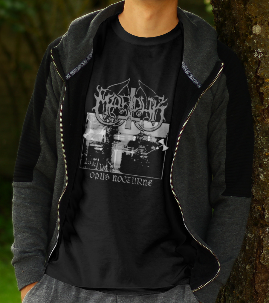 Marduk Opus Nocturne Album Cover With Cross And Inverted Pentagram T-Shirt