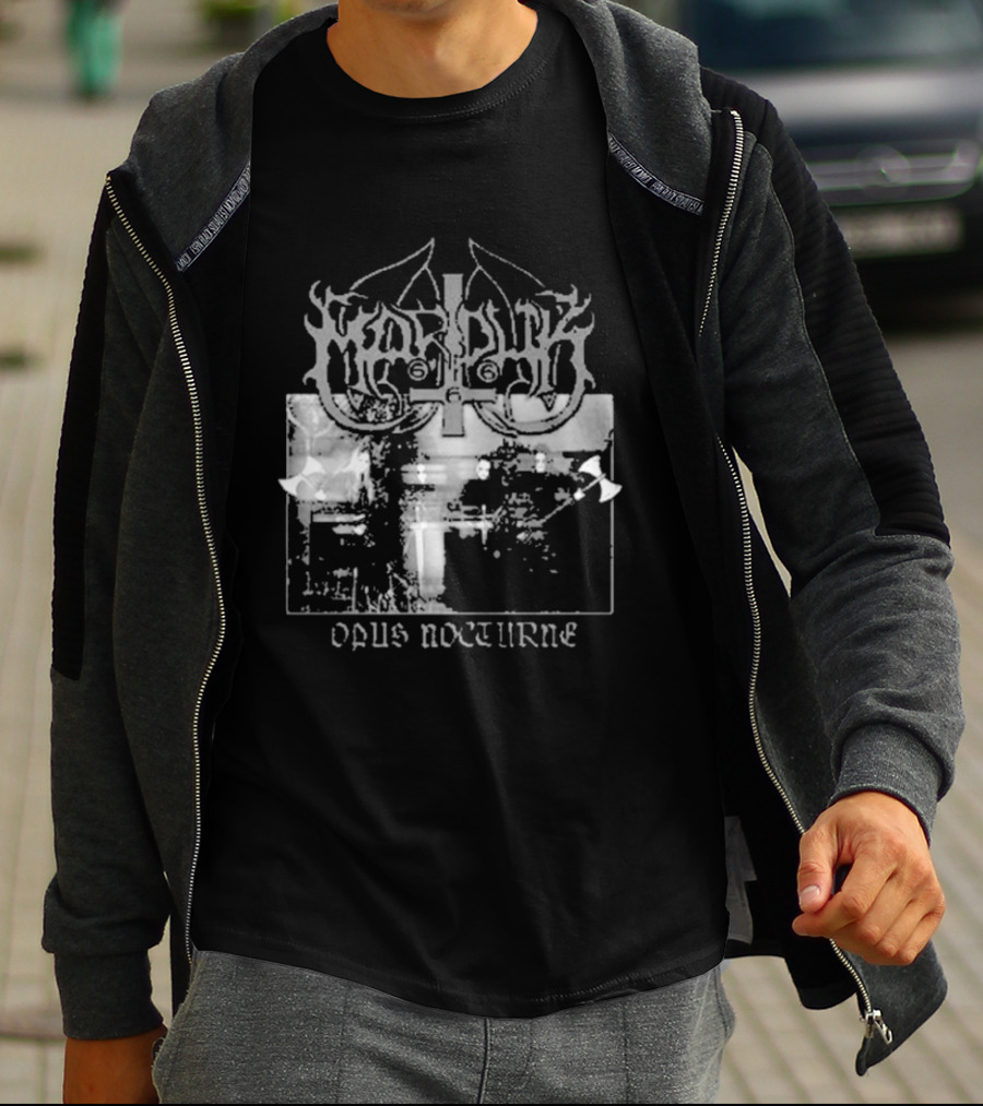 Marduk Opus Nocturne Album Cover With Cross And Inverted Pentagram T-Shirt