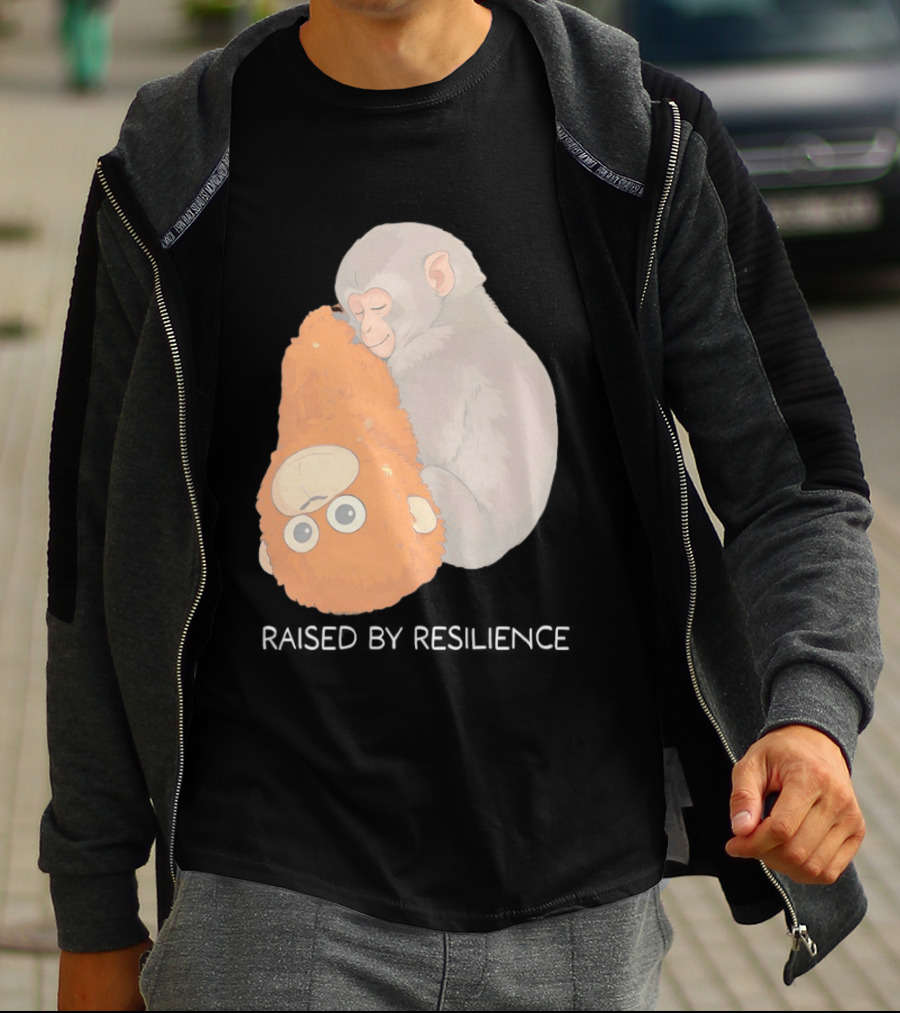 Monkey Cuddling Teddy Raised By Resilience T-Shirt