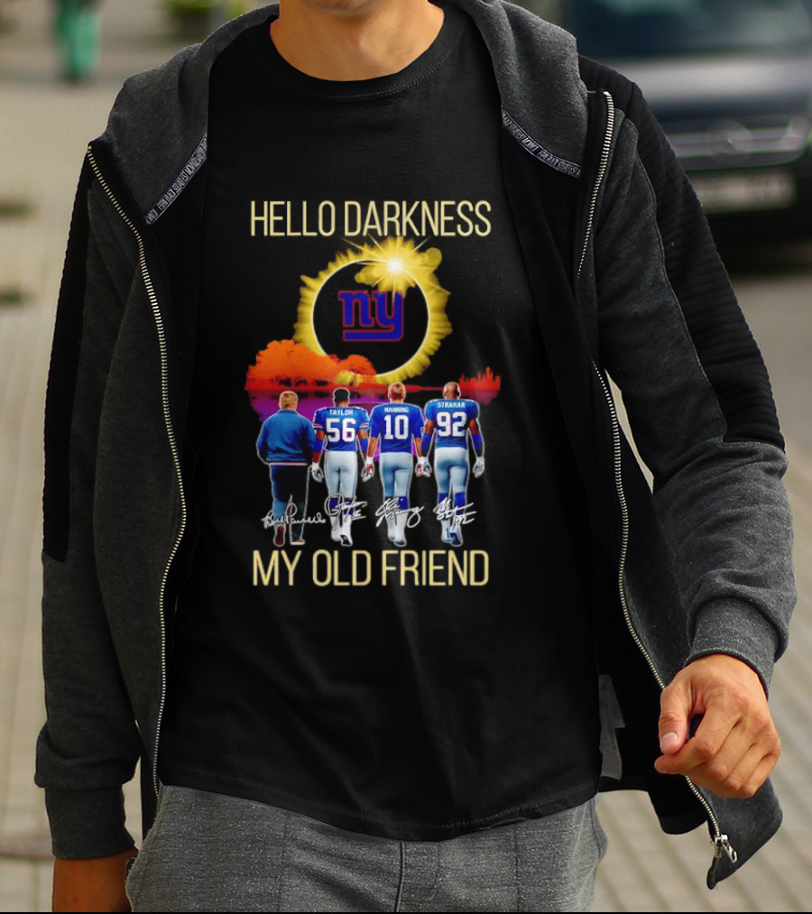 New York Giants Manning Taylor Strahan Hello Darkness NFL T-Shirt