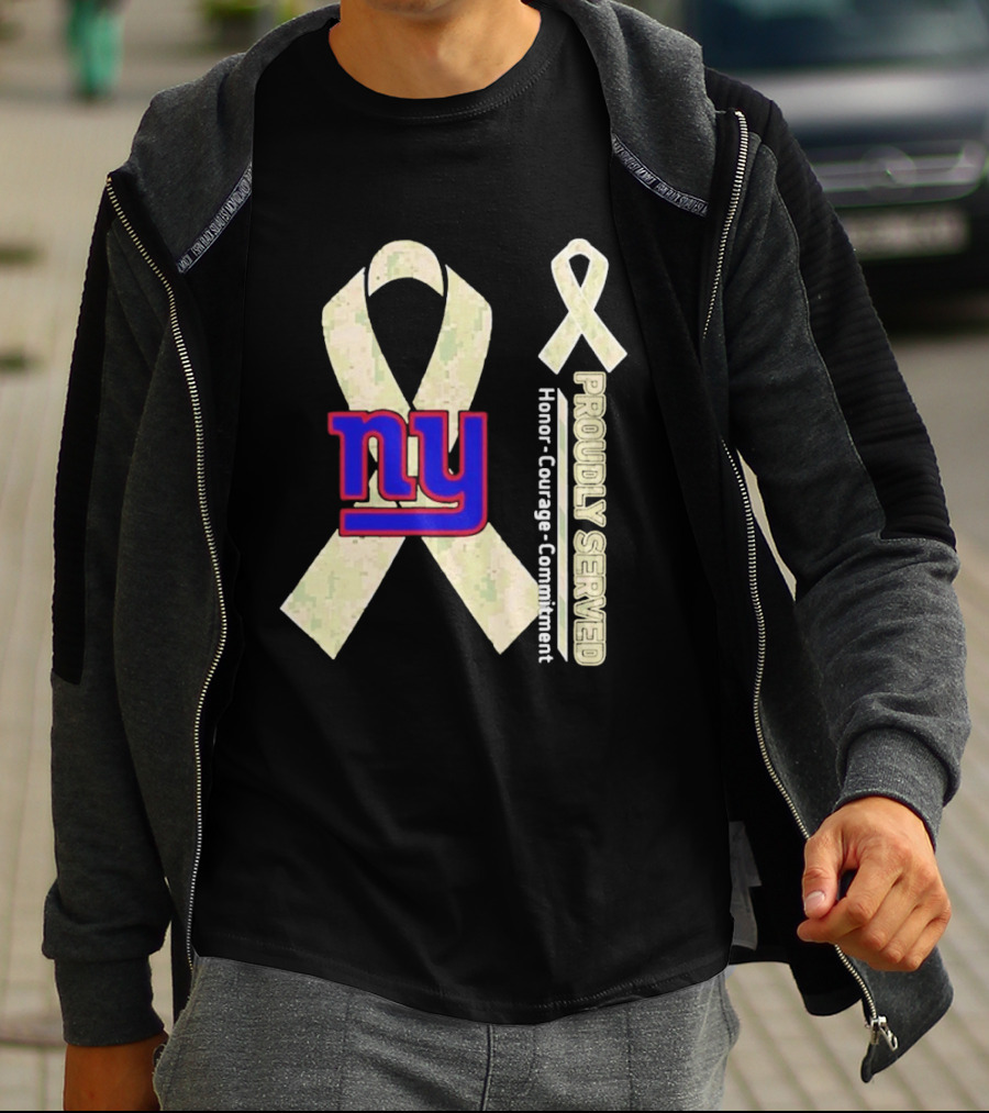 New York Giants NY Ribbon Honor Courage Commitment Proudly Served T-Shirt