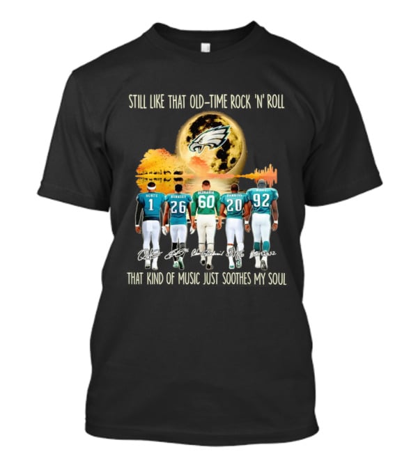 Philadelphia Eagles Players Hurts Barkley Dickerson Dawkins White Old Time Rock 'n' Roll T-Shirt